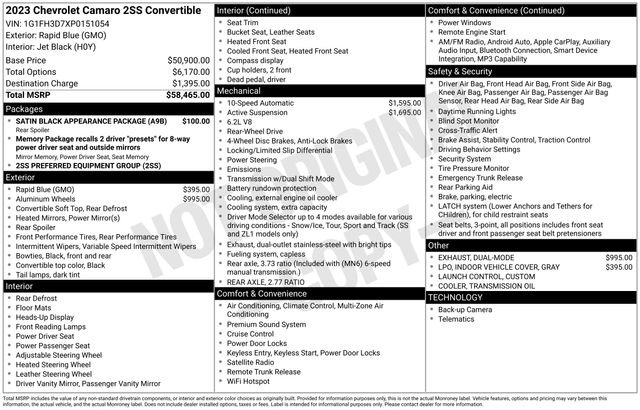 Used 2023 Chevrolet Camaro SS RWD image 3