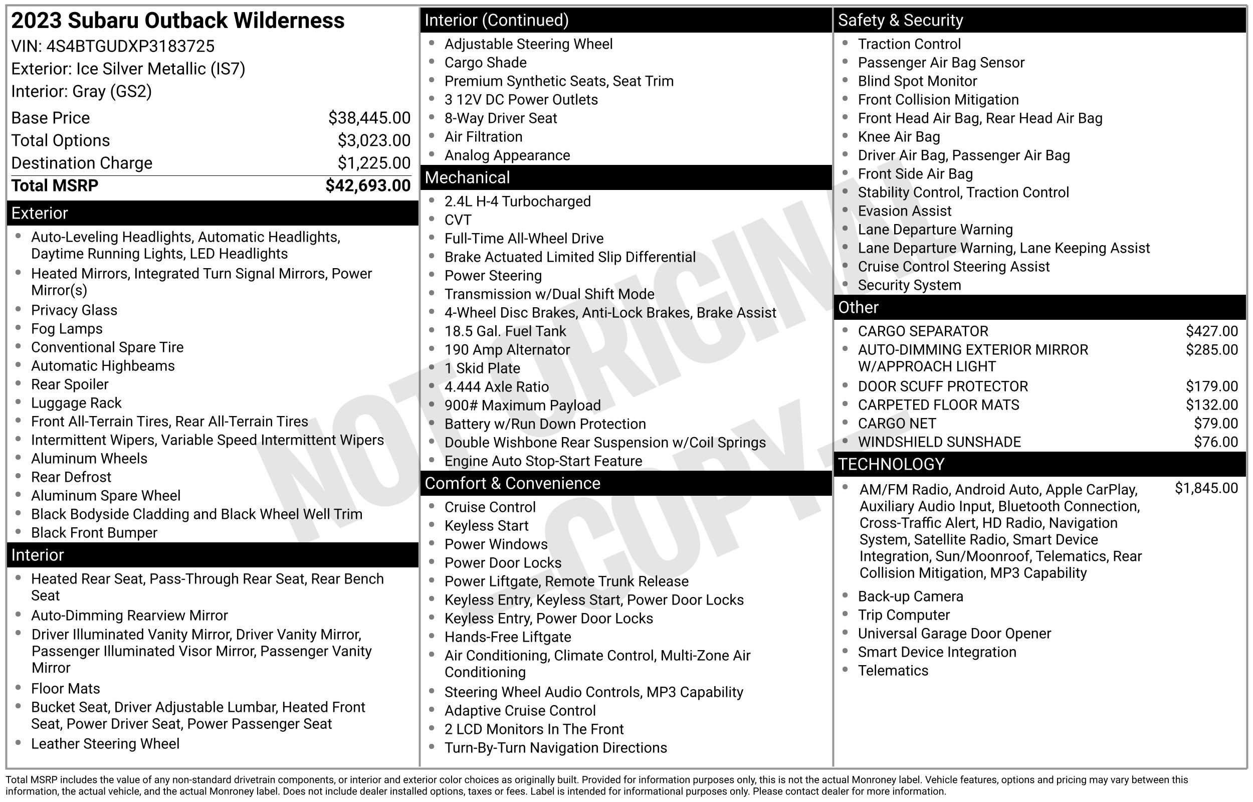 Used 2023 Subaru Outback Wilderness image 48