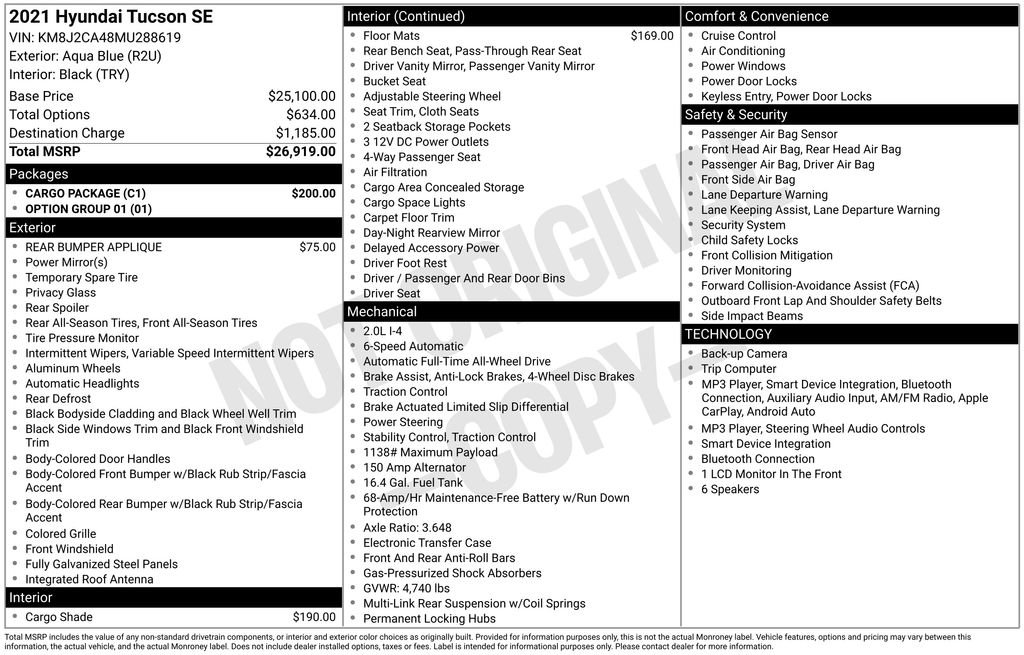 Used 2021 Hyundai Tucson SE w/ Cargo Package AWD/4WD image 2