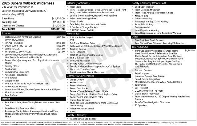 Certified 2025 Subaru Outback Wilderness AWD/4WD image 22