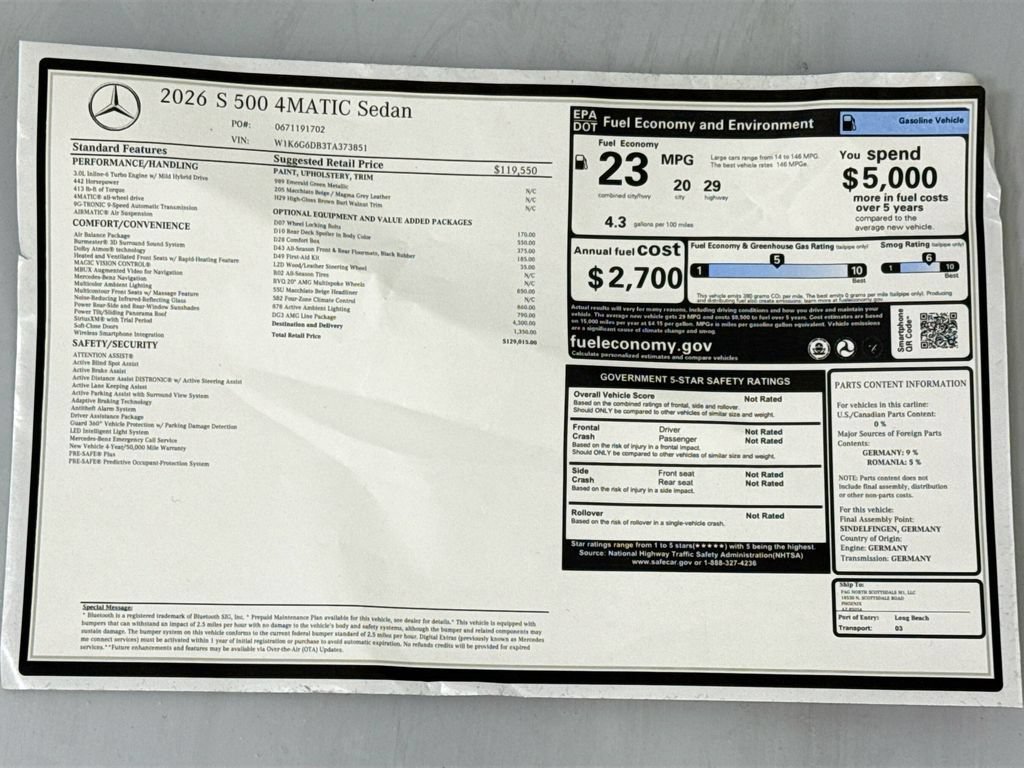 New 2026 Mercedes-Benz S 500 4MATIC image 9