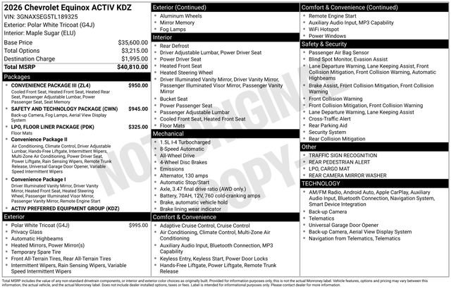 Used 2026 Chevrolet Equinox ACTIV w/ Convenience Package III AWD/4WD image 31