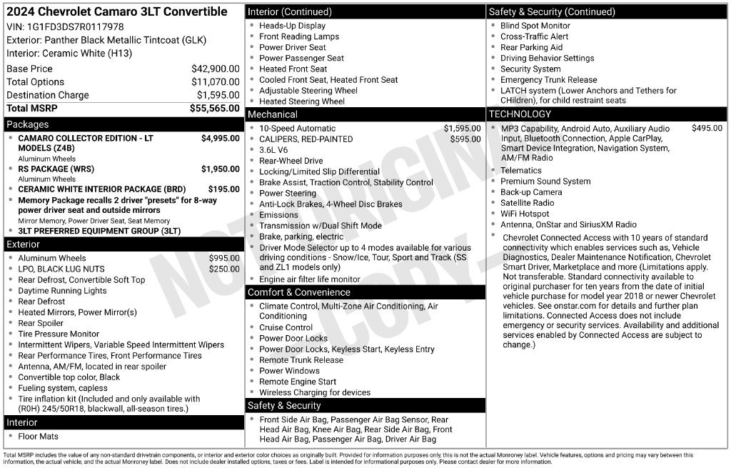 Used 2024 Chevrolet Camaro LT RWD image 30