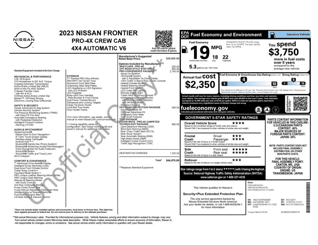 Used 2023 Nissan Frontier PRO-4X w/ Pro Convenience Package AWD/4WD image 2