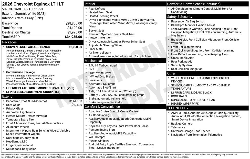 New 2026 Chevrolet Equinox LT w/ Convenience Package II FWD image 55