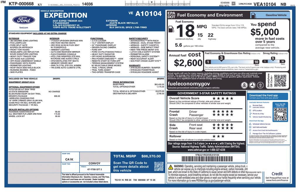Used 2027 Ford Expedition Tremor w/ Driver's Package AWD/4WD image 56
