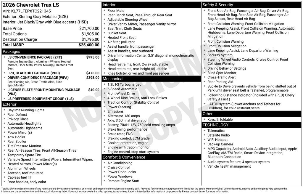 New 2026 Chevrolet Trax LS w/ LS Convenience Package FWD image 26