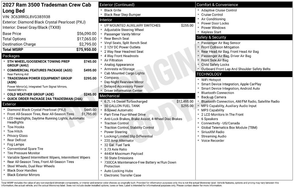 New 2027 RAM 3500 Tradesman AWD/4WD image 9