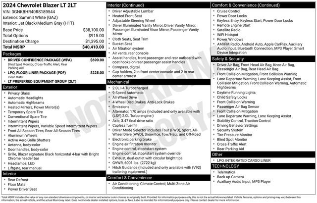 Used 2024 Chevrolet Blazer LT w/ Driver Confidence Package image 3