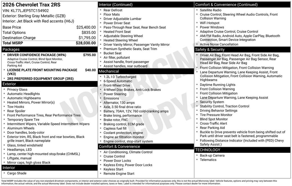 Used 2026 Chevrolet Trax RS w/ Driver Confidence Package FWD image 2