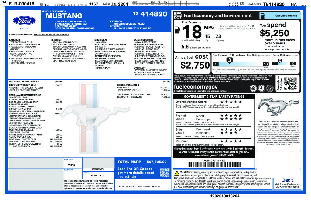 New 2026 Ford Mustang GT Premium w/ GT Performance Package RWD image 6