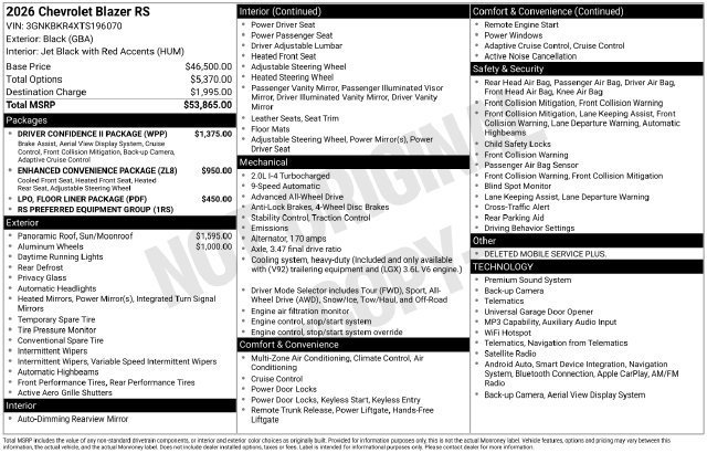 New 2026 Chevrolet Blazer RS w/ Driver Confidence II Package AWD/4WD image 6