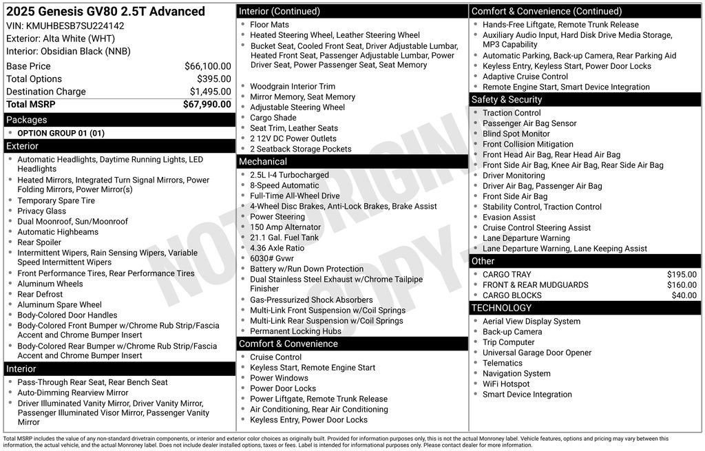 Certified 2025 Genesis GV80 2.5T Advanced AWD/4WD image 2