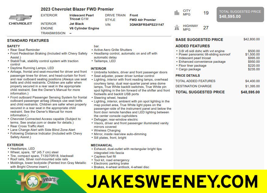Used 2023 Chevrolet Blazer Premier w/ Enhanced Convenience Package