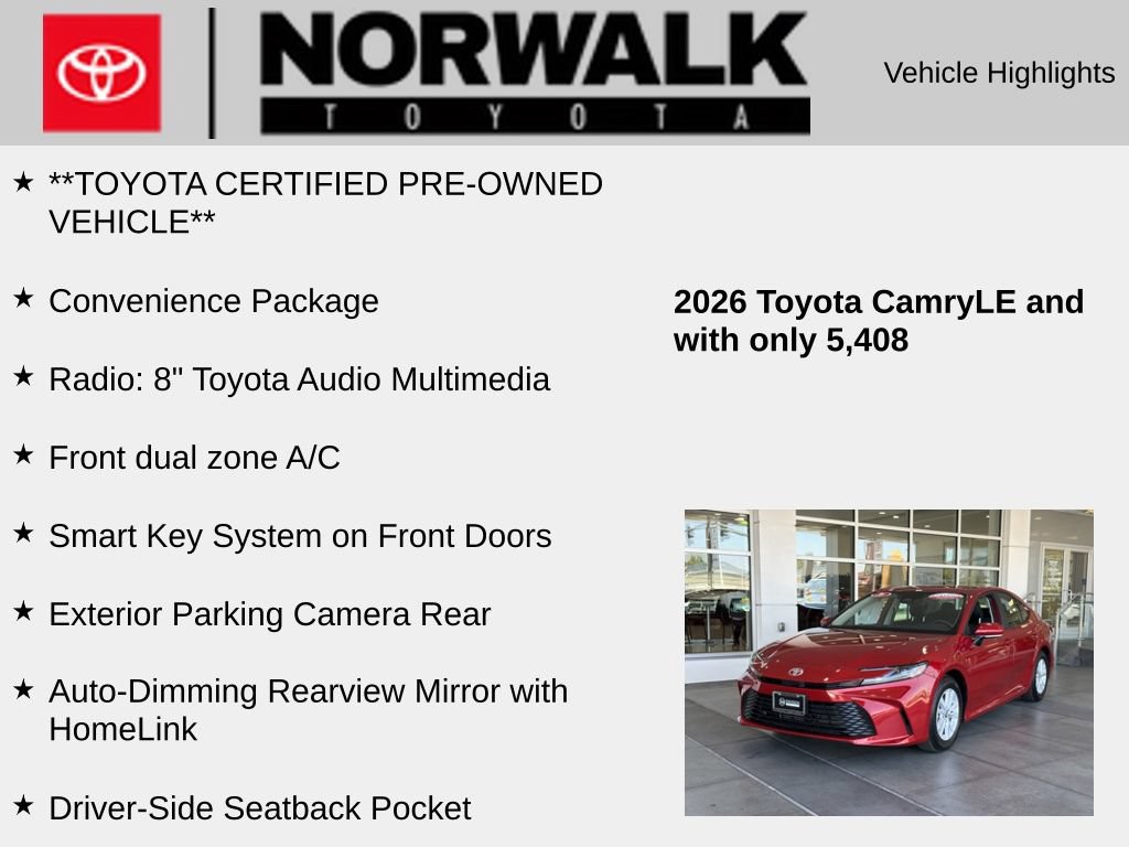 Certified 2026 Toyota Camry LE FWD image 10