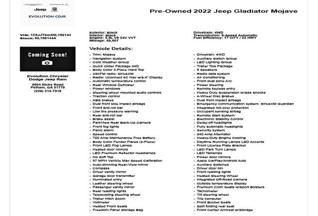 Used 2022 Jeep Gladiator Mojave w/ LED Lighting Group AWD/4WD image 4