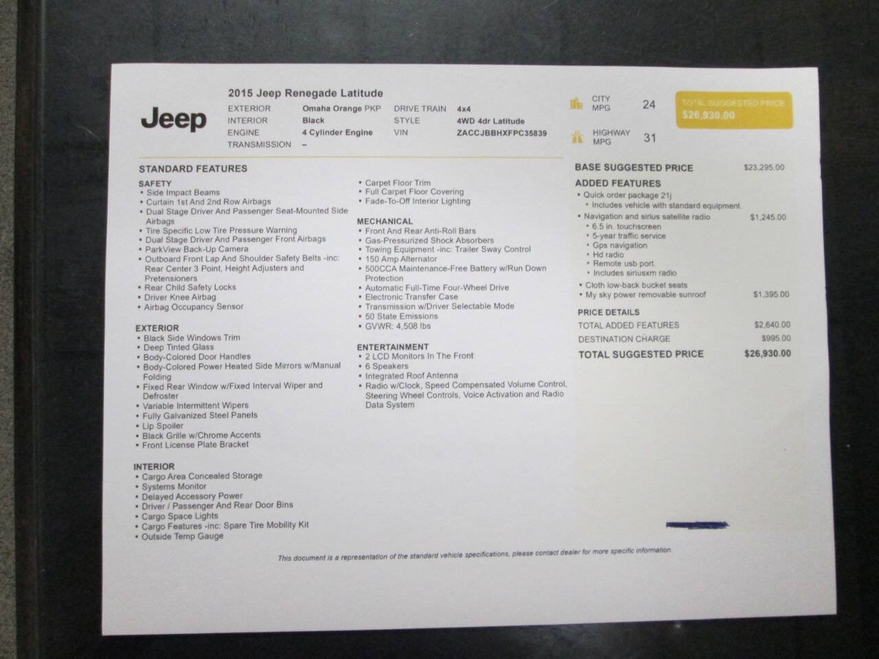 Used 2015 Jeep Renegade Latitude AWD/4WD image 10