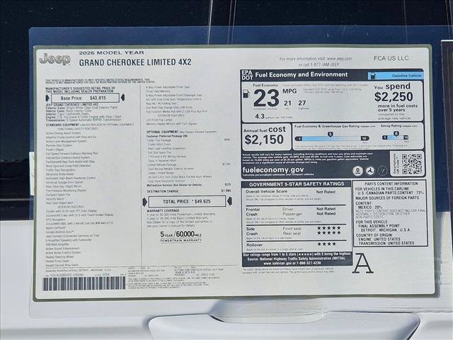 New 2026 Jeep Grand Cherokee Limited w/ Limited Altitude Package RWD image 18