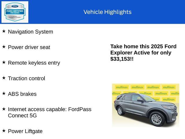 Certified 2025 Ford Explorer Active AWD/4WD image 18