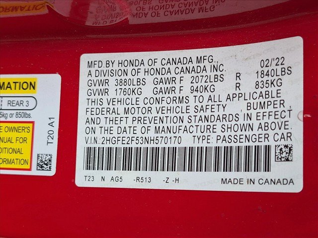 Certified 2022 Honda Civic Sport image 17