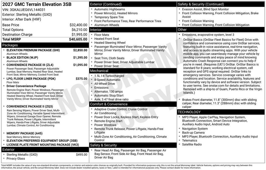 New 2027 GMC Terrain Elevation w/ Elevation Premium Package AWD/4WD image 24