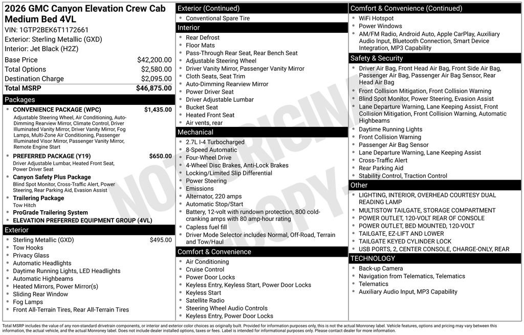 New 2026 GMC Canyon Elevation w/ Convenience Package AWD/4WD image 5