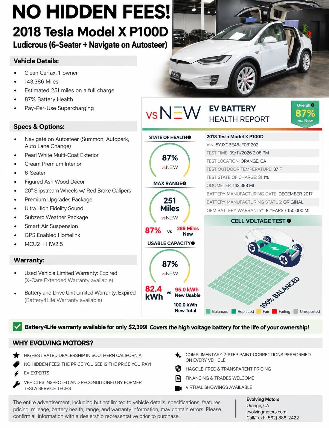 Used 2018 Tesla Model X P100D AWD/4WD image 2