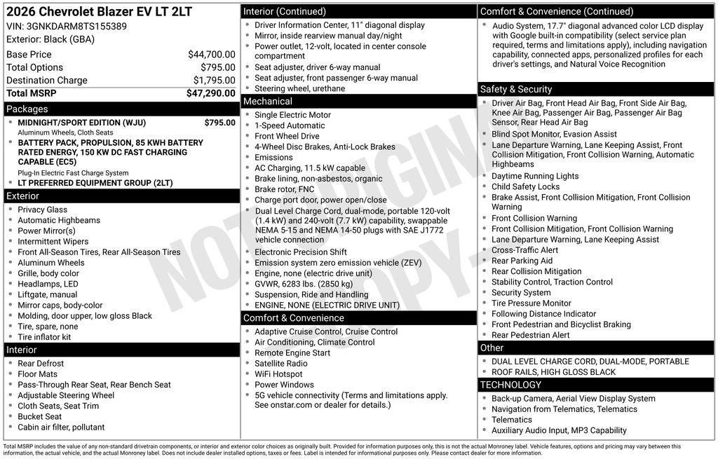 New 2026 Chevrolet Blazer EV LT w/ Midnight/Sport Edition FWD image 6