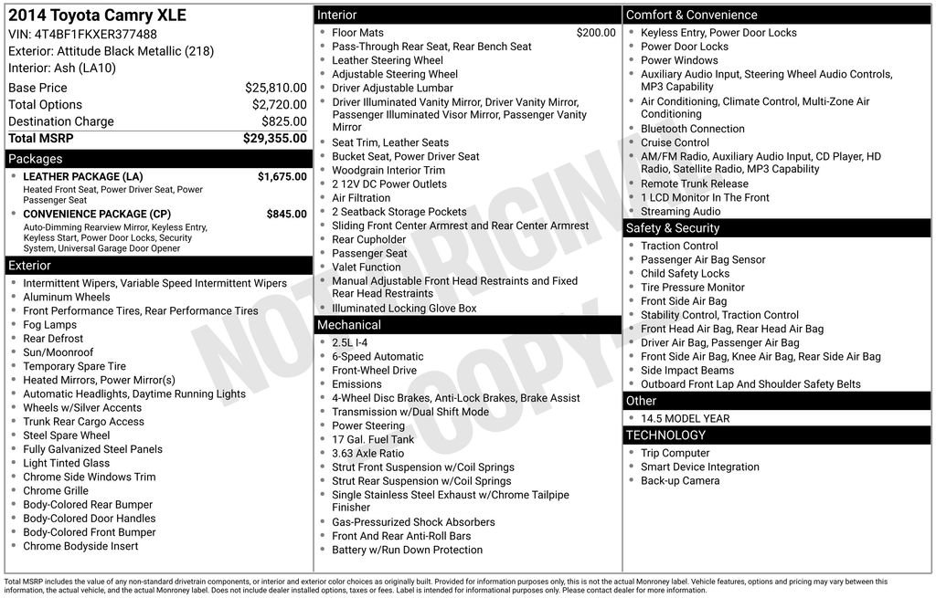 Used 2014 Toyota Camry XLE w/ Leather Package FWD image 31