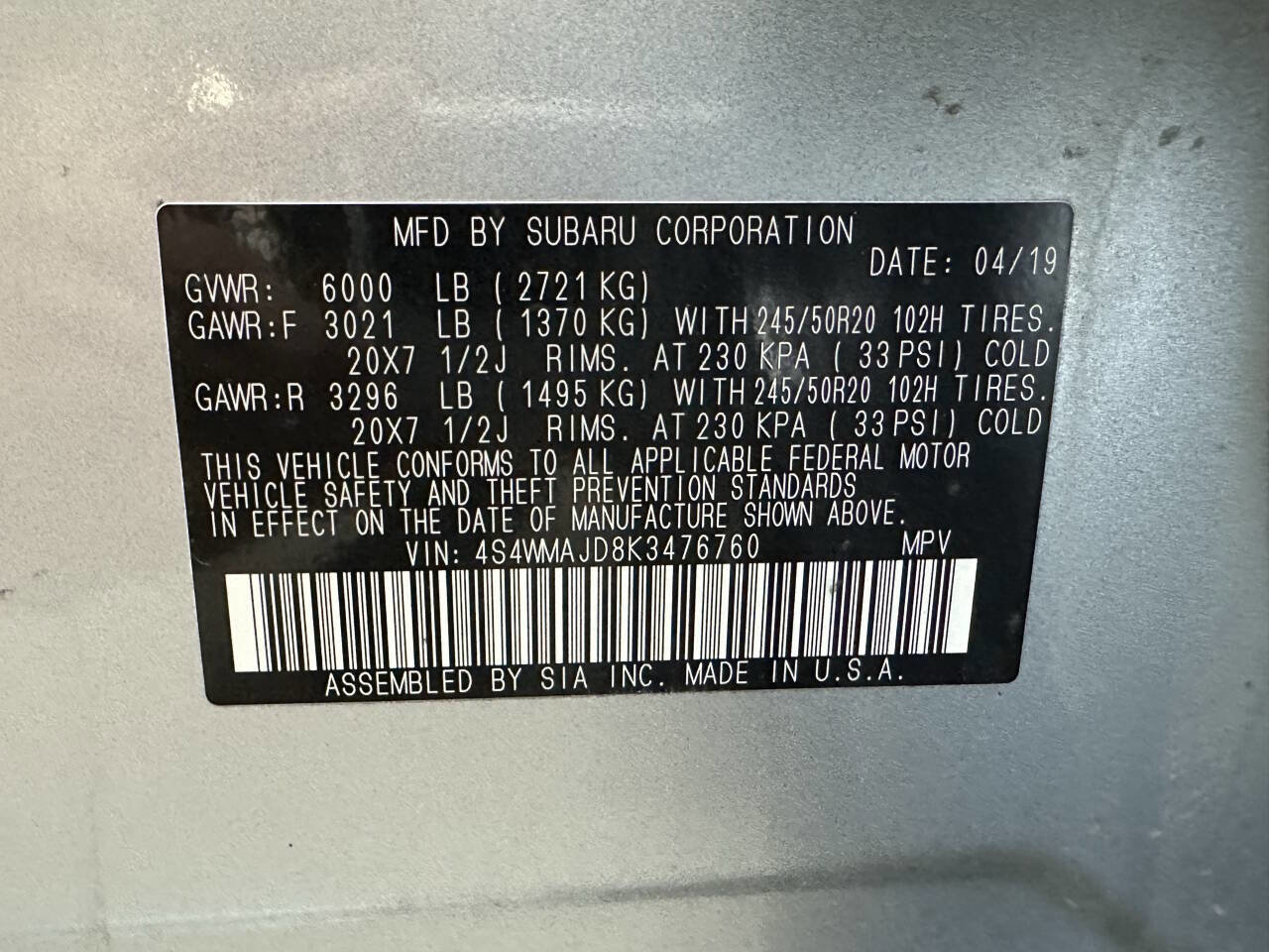 Used 2019 Subaru Ascent Limited w/ Popular Package #2 AWD/4WD image 34