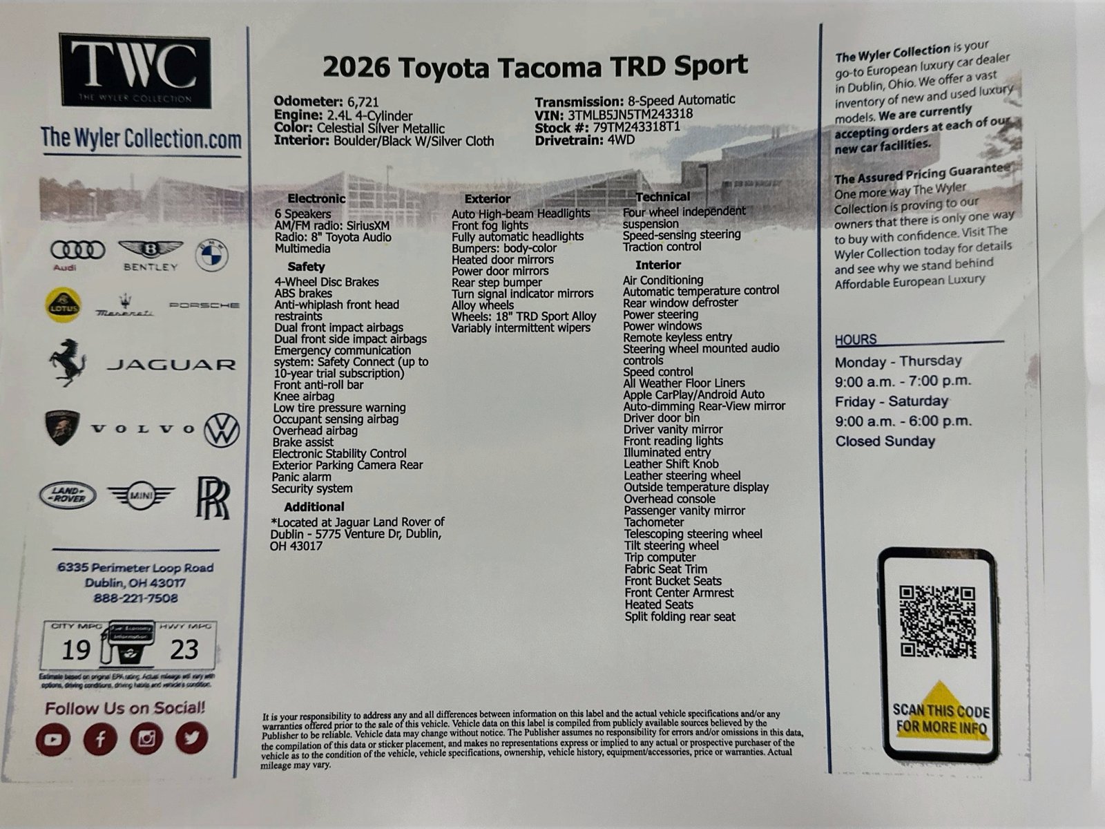 Used 2026 Toyota Tacoma TRD Sport AWD/4WD image 45