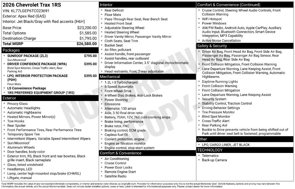Used 2026 Chevrolet Trax RS w/ Sunroof Package FWD image 4