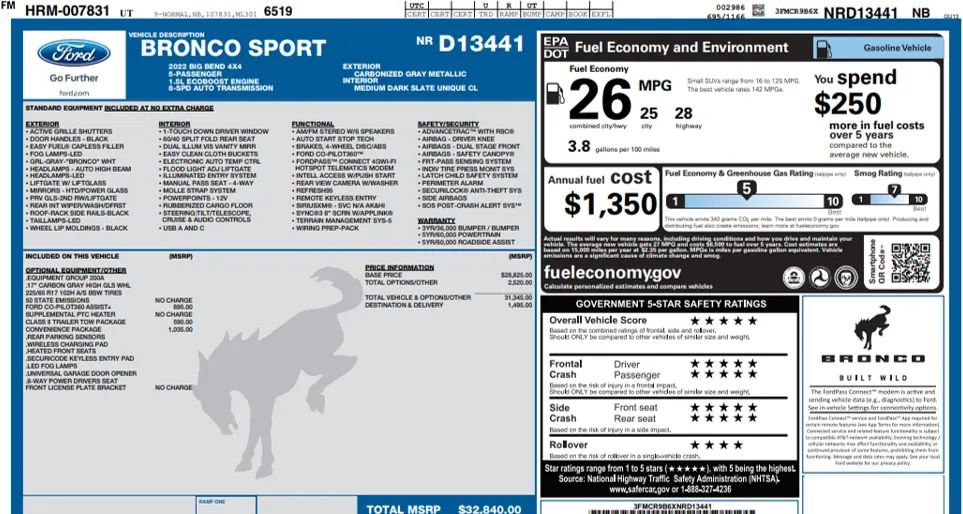 Used 2022 Ford Bronco Sport Big Bend w/ Convenience Package image 2