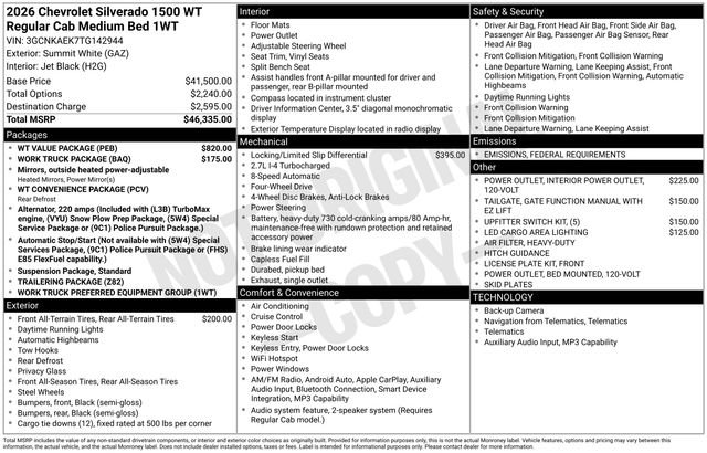 New 2026 Chevrolet Silverado 1500 W/T w/ WT Value Package image 2