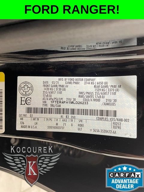 Used 2021 Ford Ranger XLT w/ Equipment Group 301A Mid AWD/4WD image 26
