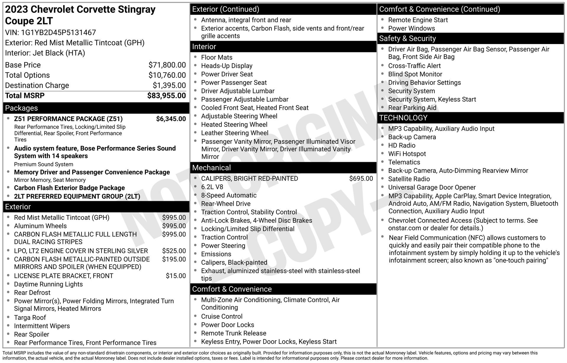 Used 2023 Chevrolet Corvette Stingray Preferred Cpe w/ Z51 Performance Package RWD image 4