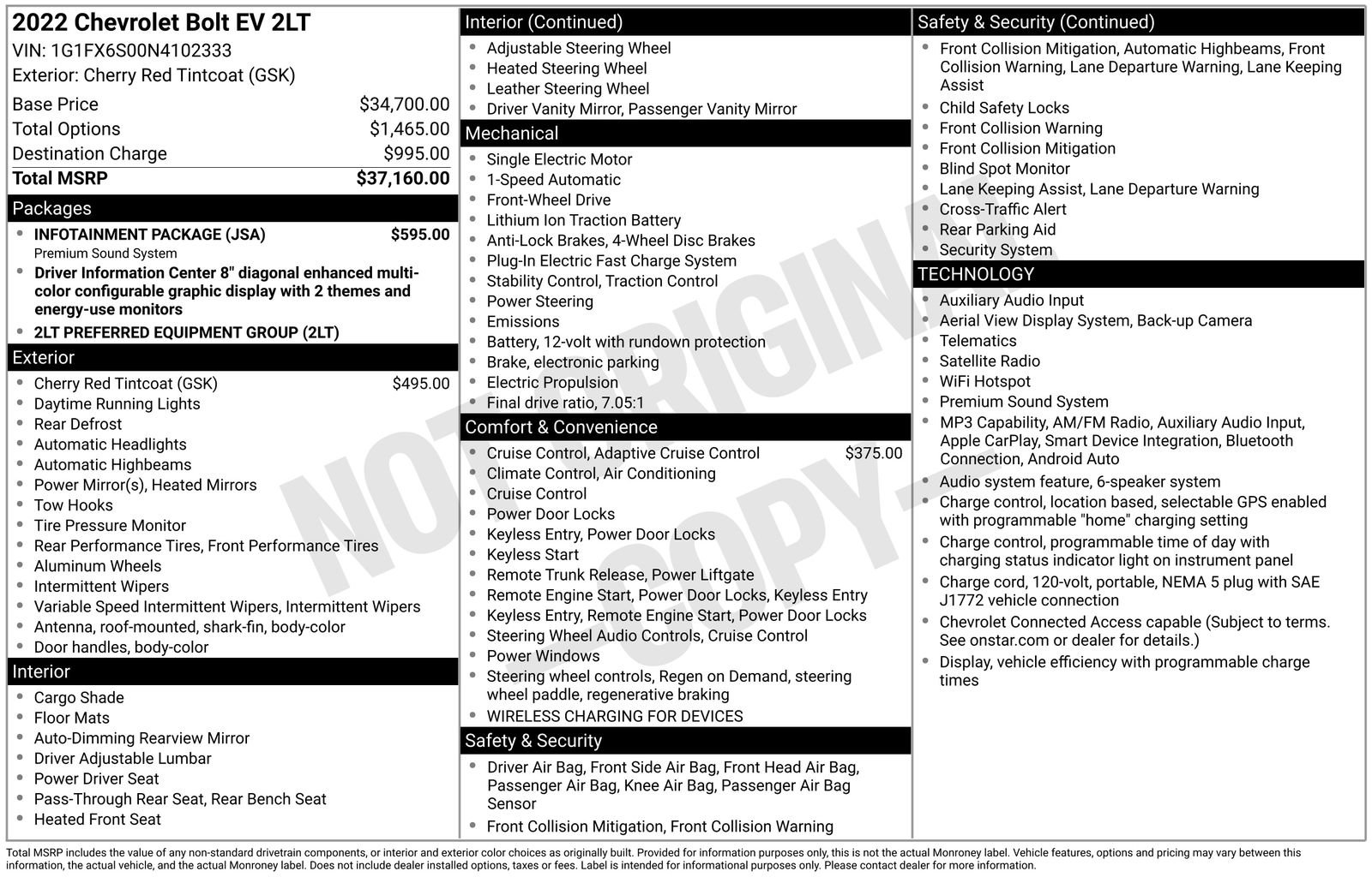 Used 2022 Chevrolet Bolt LT w/ Infotainment Package FWD image 8