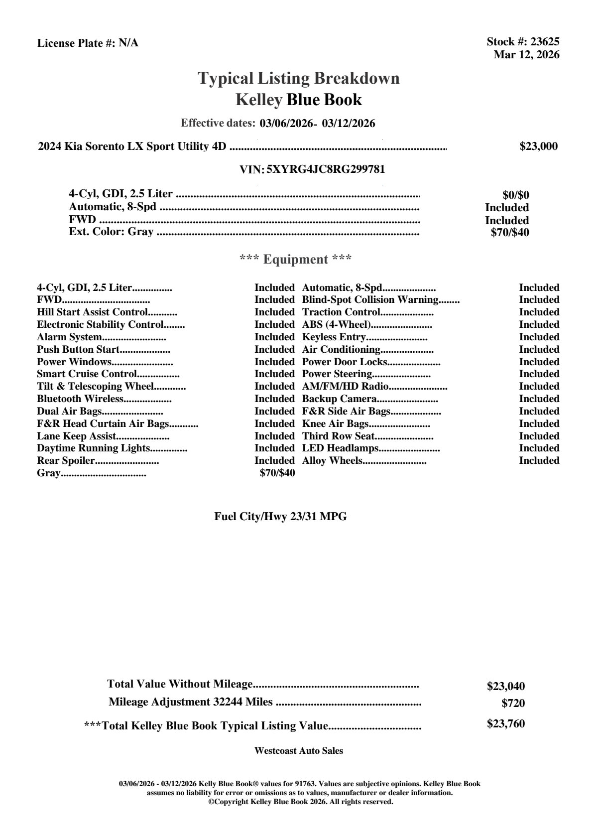 Used 2024 Kia Sorento LX image 6