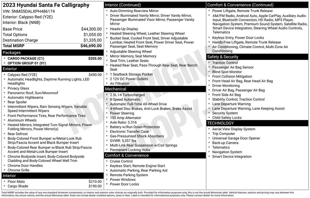 Used 2023 Hyundai Santa Fe Calligraphy w/ Cargo Package image 62