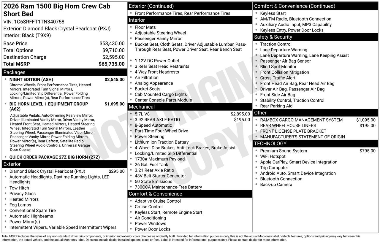 New 2026 RAM 1500 Big Horn w/ Night Edition AWD/4WD image 28