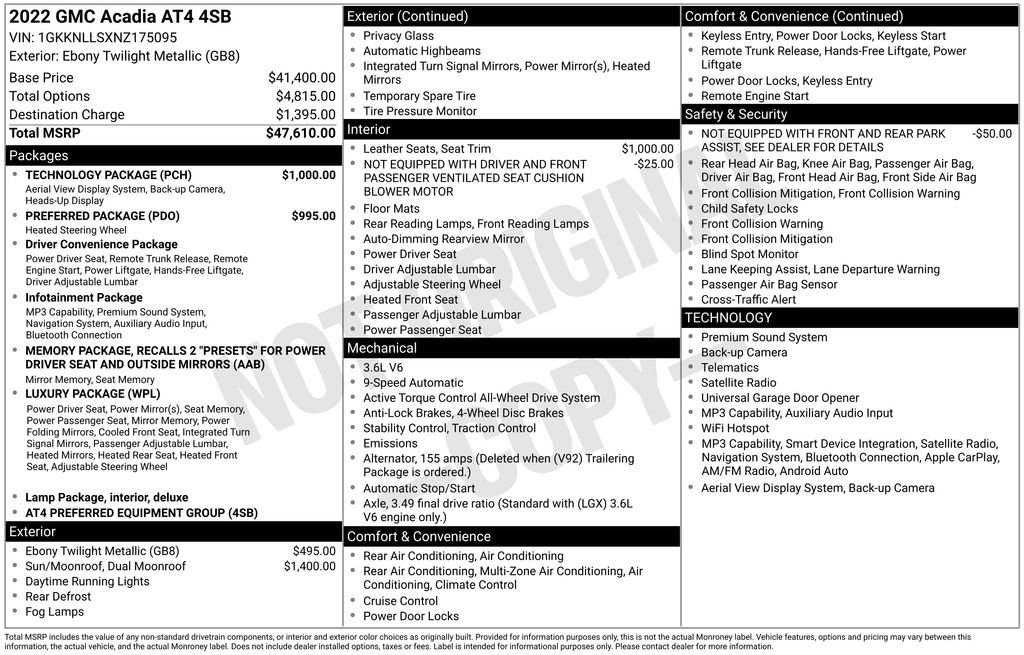 Used 2022 GMC Acadia AT4 w/ Technology Package AWD/4WD image 47