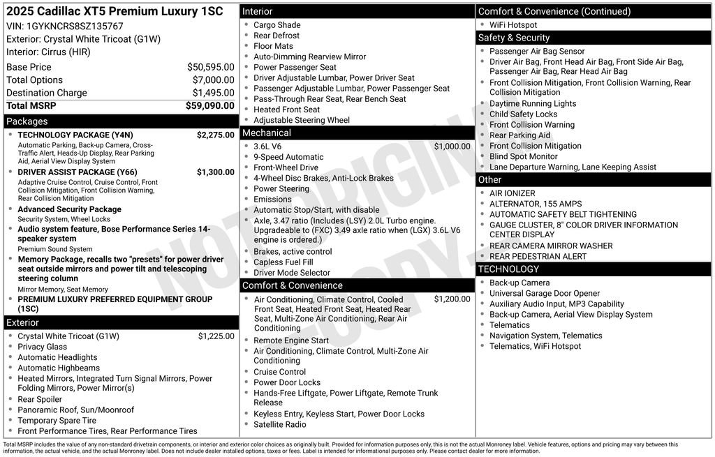 Used 2025 Cadillac XT5 Premium Luxury w/ Technology Package image 39