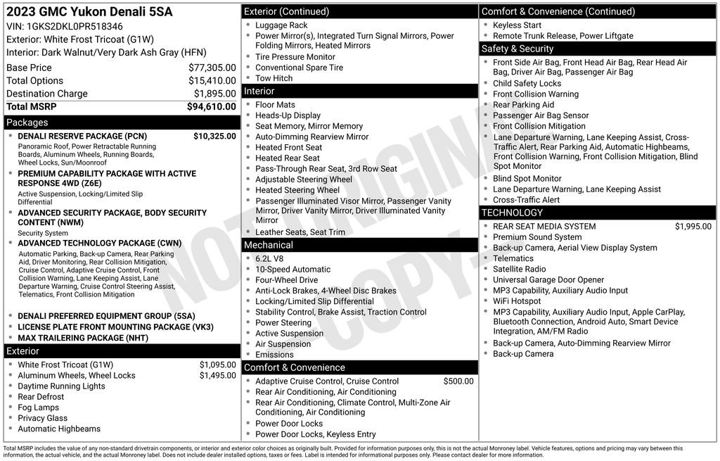 Used 2023 GMC Yukon Denali w/ Denali Reserve Package AWD/4WD image 9