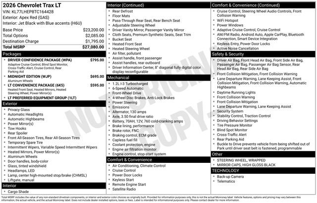 New 2026 Chevrolet Trax LT w/ Driver Confidence Package FWD image 5