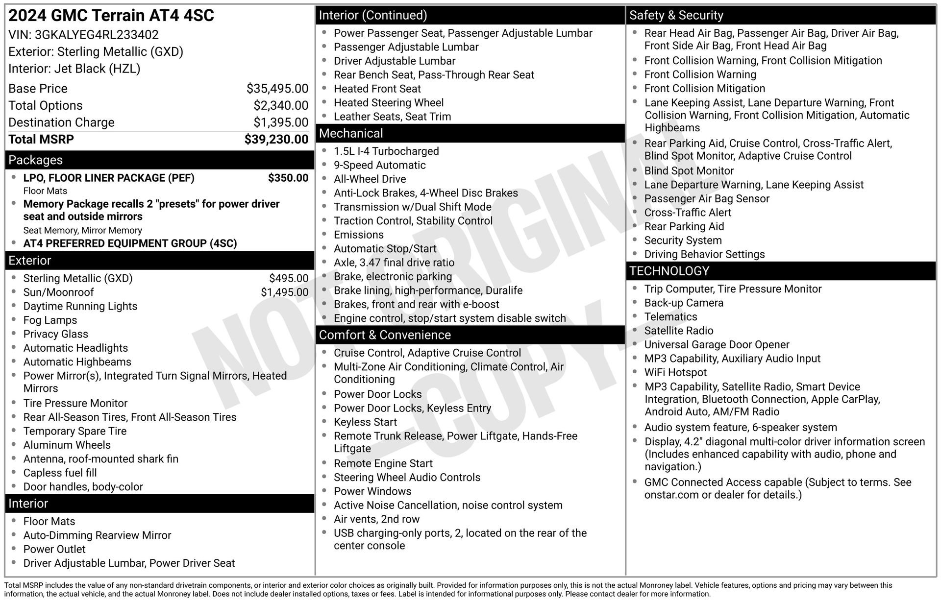 Used 2024 GMC Terrain AT4 w/ LPO, Floor Liner Package AWD/4WD image 3