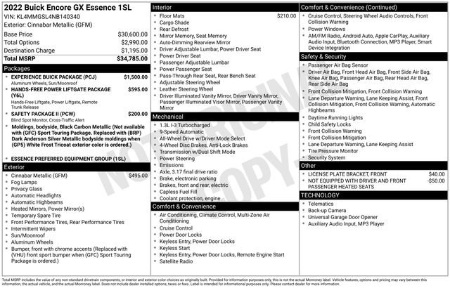 Used 2022 Buick Encore GX Essence w/ Experience Buick Package AWD/4WD image 4