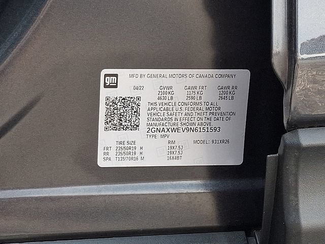 Used 2022 Chevrolet Equinox RS w/ LPO, Floor Liner Package AWD/4WD image 27
