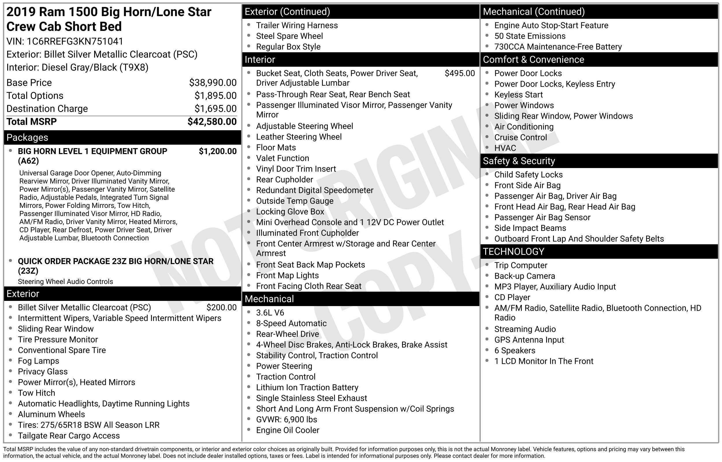 Used 2019 RAM 1500 Big Horn RWD image 2