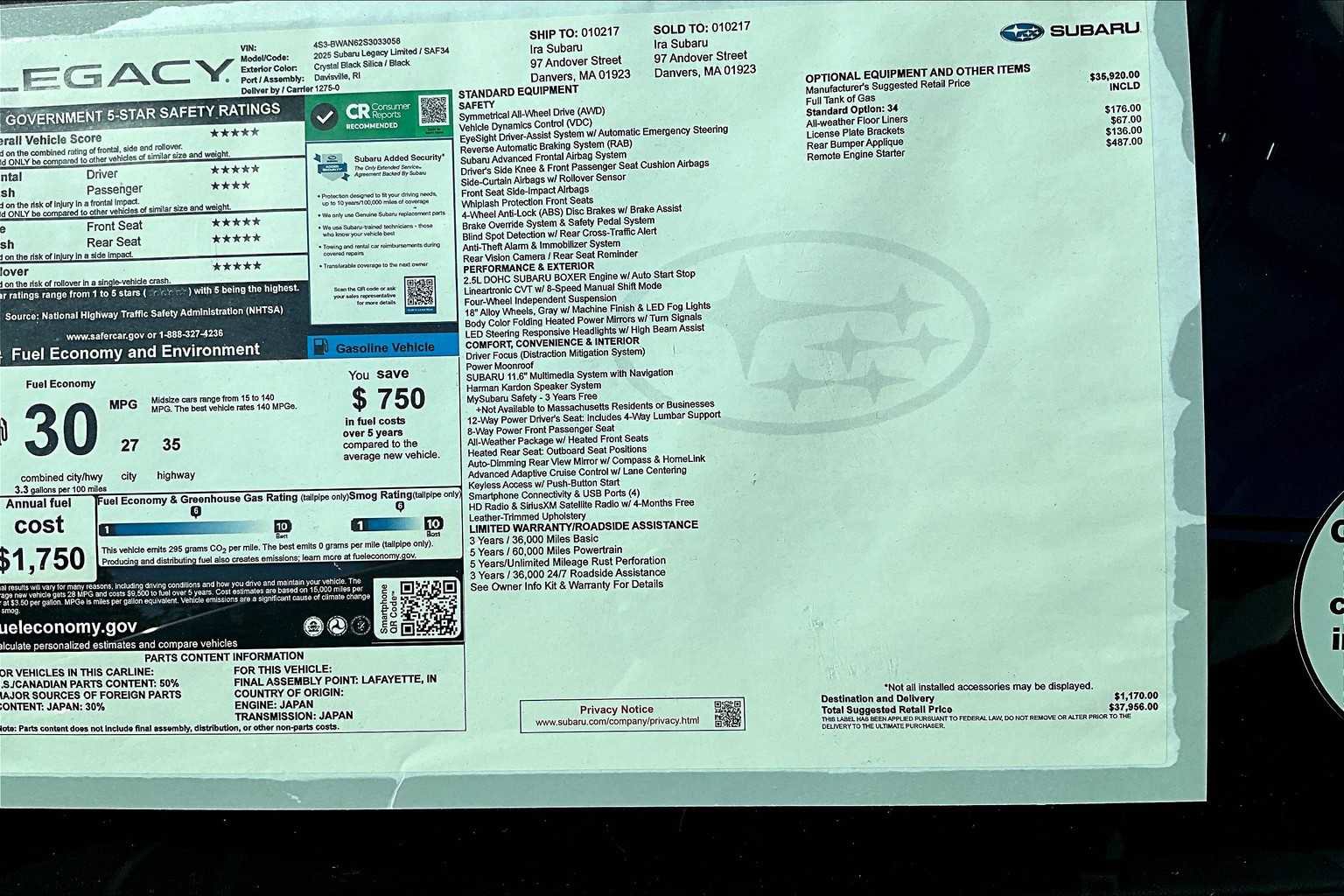 New 2025 Subaru Legacy Limited image 20