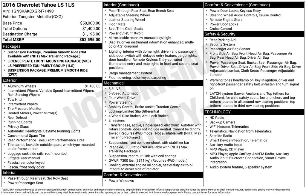 Certified 2016 Chevrolet Tahoe LS AWD/4WD image 5